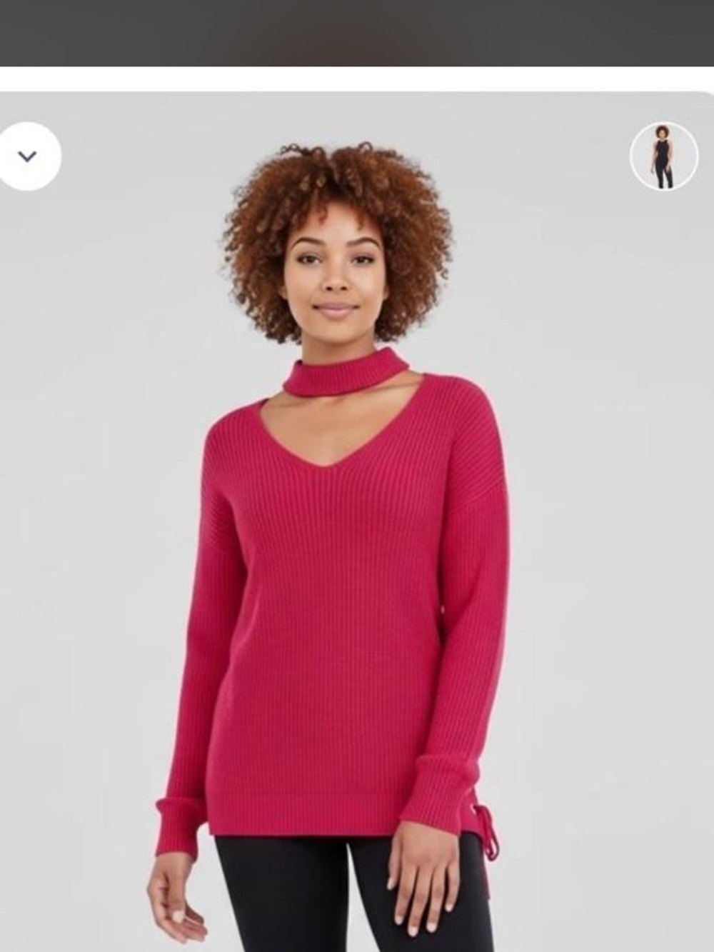 Guess Fuchsia Ribbed Cutout Choker Sweater